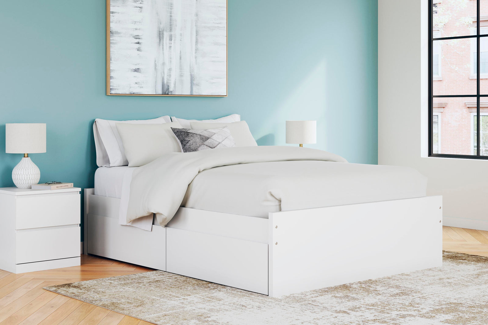 Onita Platform Bed with 1 Side Storage - White  (EB9630-SI) - Image 9