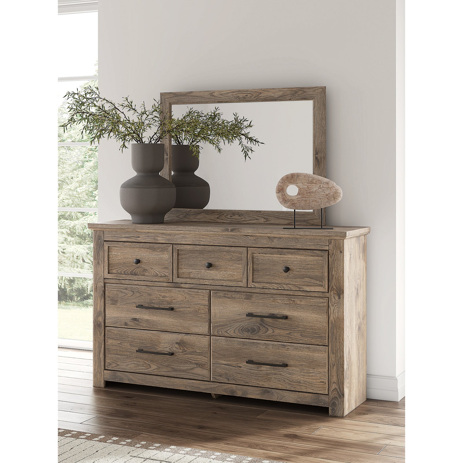 Rusticott Queen Poster Bed, Dresser, Mirror and Nightstand (PCB2260-SI) - Image 23