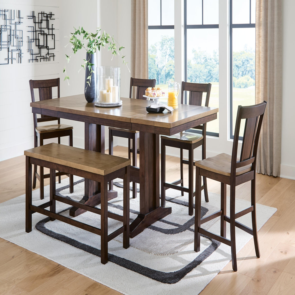 Rylandeen Counter Height Extension Dining Table 4 Barstools and Bench (PCD651-SI) - Image 13