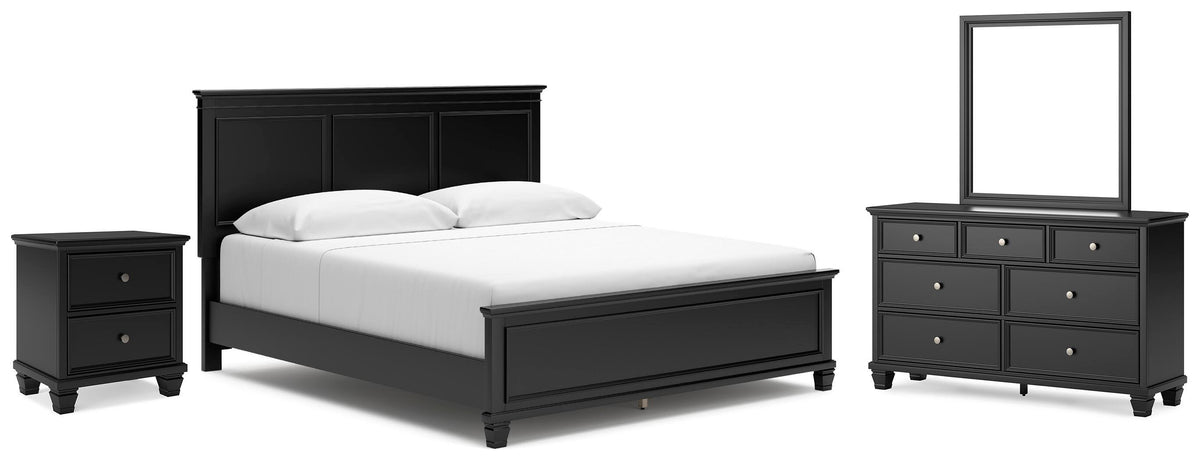 Lanolee Panel Bed, Dresser, Mirror and Nightstand (B687-SI)
