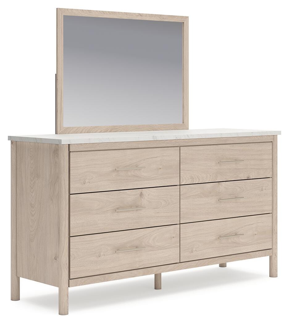 Cadmori Upholstered Panel Bed, Dresser and Mirror - Two-tone  (B2615-SI) - Image 2
