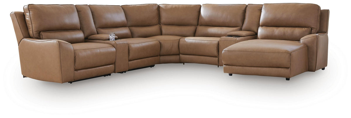 DeepWakes 7-Piece Reclining Sectional with Chaise and Storage Consoles (PCU62606-SI)