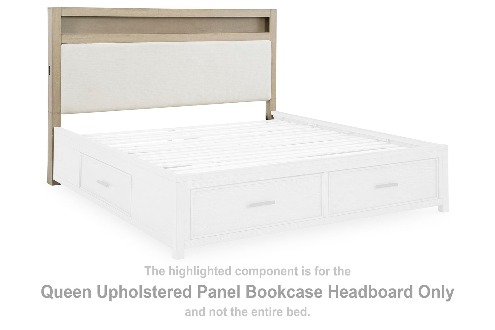 Calmoro Upholstered Panel Bookcase Headboard - Gray  (B602-SI) - Image 2