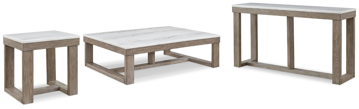Loyaska Coffee Table, End and Sofa Table - Brown/Ivory  (T789-SI)