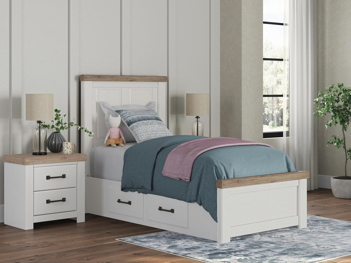 Savonport Twin Panel Bed with Storage (Youth) - White/Brown  (B4615-SI) - Image 2