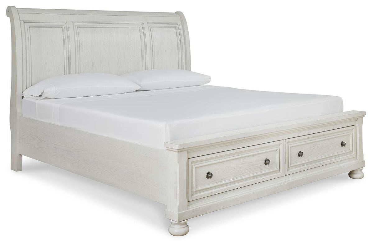 Robbinsdale Sleigh Bed with Storage - Antique White  (B742-SI)