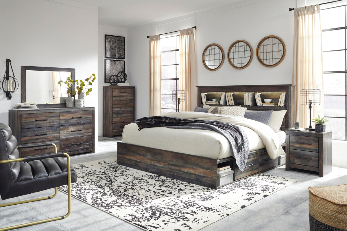 Drystan Bookcase Storage Bed, Dresser, Mirror, Chest and 2 Nightstands - Multi  (B211-SI) - Image 13