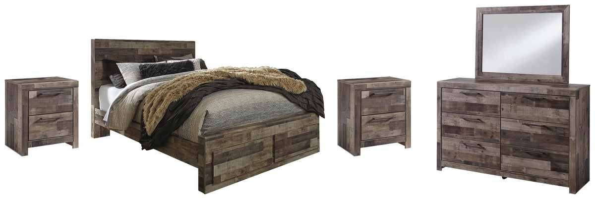 Derekson Panel Storage Bed, Dresser, Mirror and 2 Nightstands - Multi Gray  (B200-SI) - Image 2