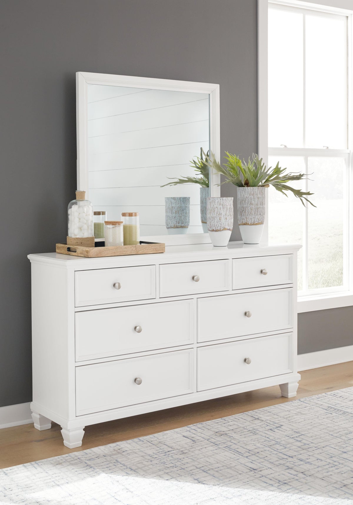 Fortman Panel Bed, Dresser, Mirror and Nightstand - White  (B680-SI) - Image 24