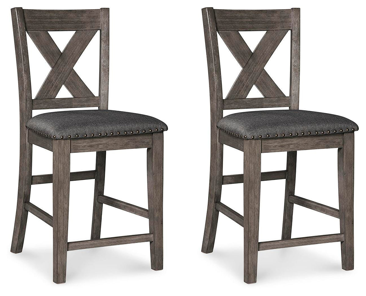 Caitbrook Counter Height Upholstered Bar Stool (Set of 2) (D388-SI)