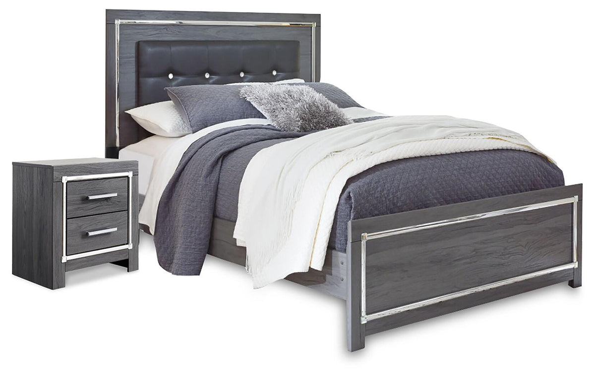 Lodanna Panel Bed and Nightstand - Gray  (B214-SI)