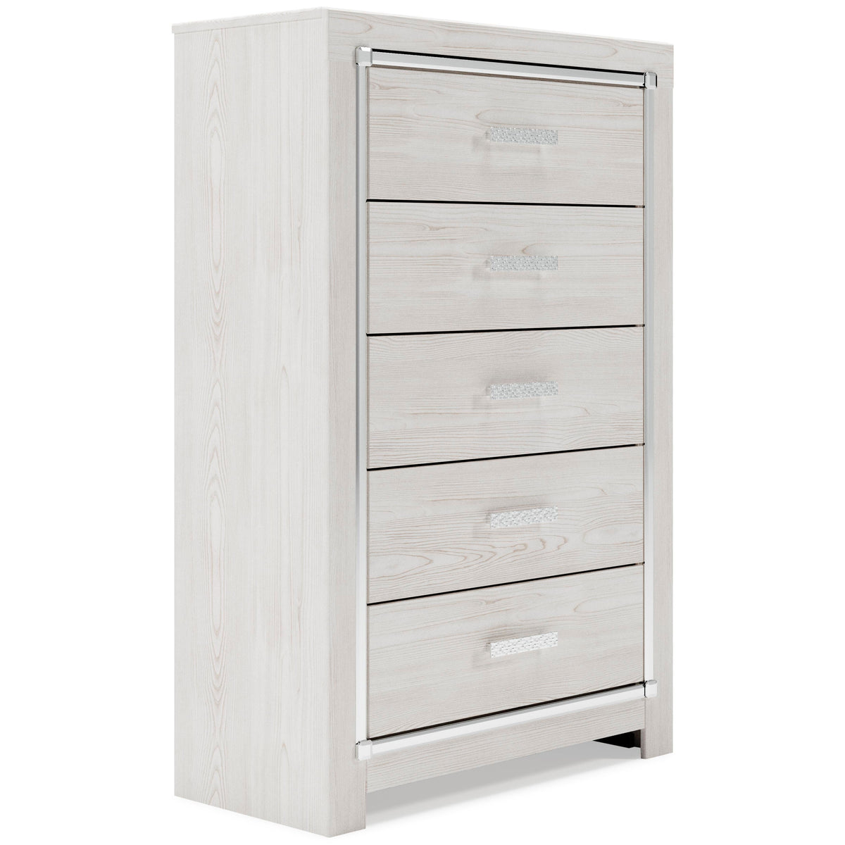 Altyra Upholstered Panel Bed, Dresser, Mirror, Chest and 2 Nightstands - White  (B2640-SI) - Image 5