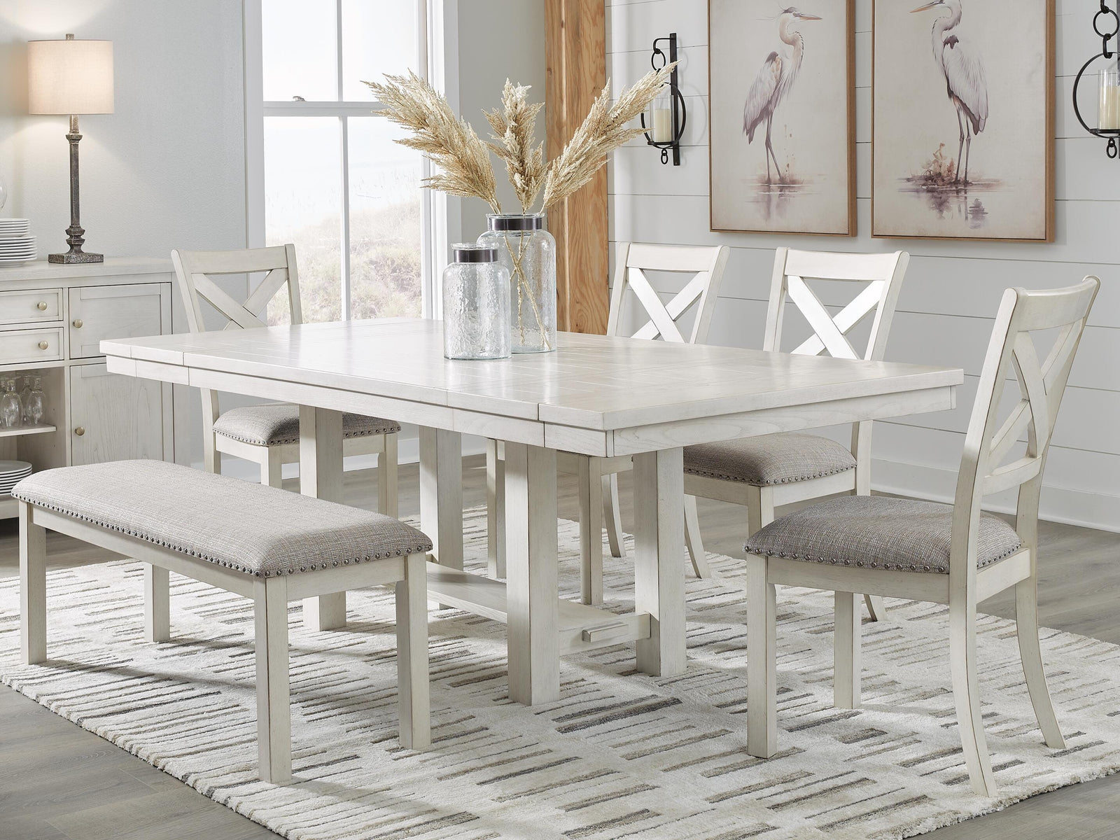 Robbinsdale Dining Table, 4 Chairs and Bench (D642-SI) - Image 3