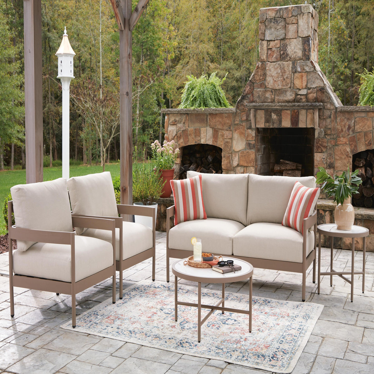 Bluff Trail Outdoor Love/Chairs/Tables Set (Set of 5) (PCP383-SI) - Image 5