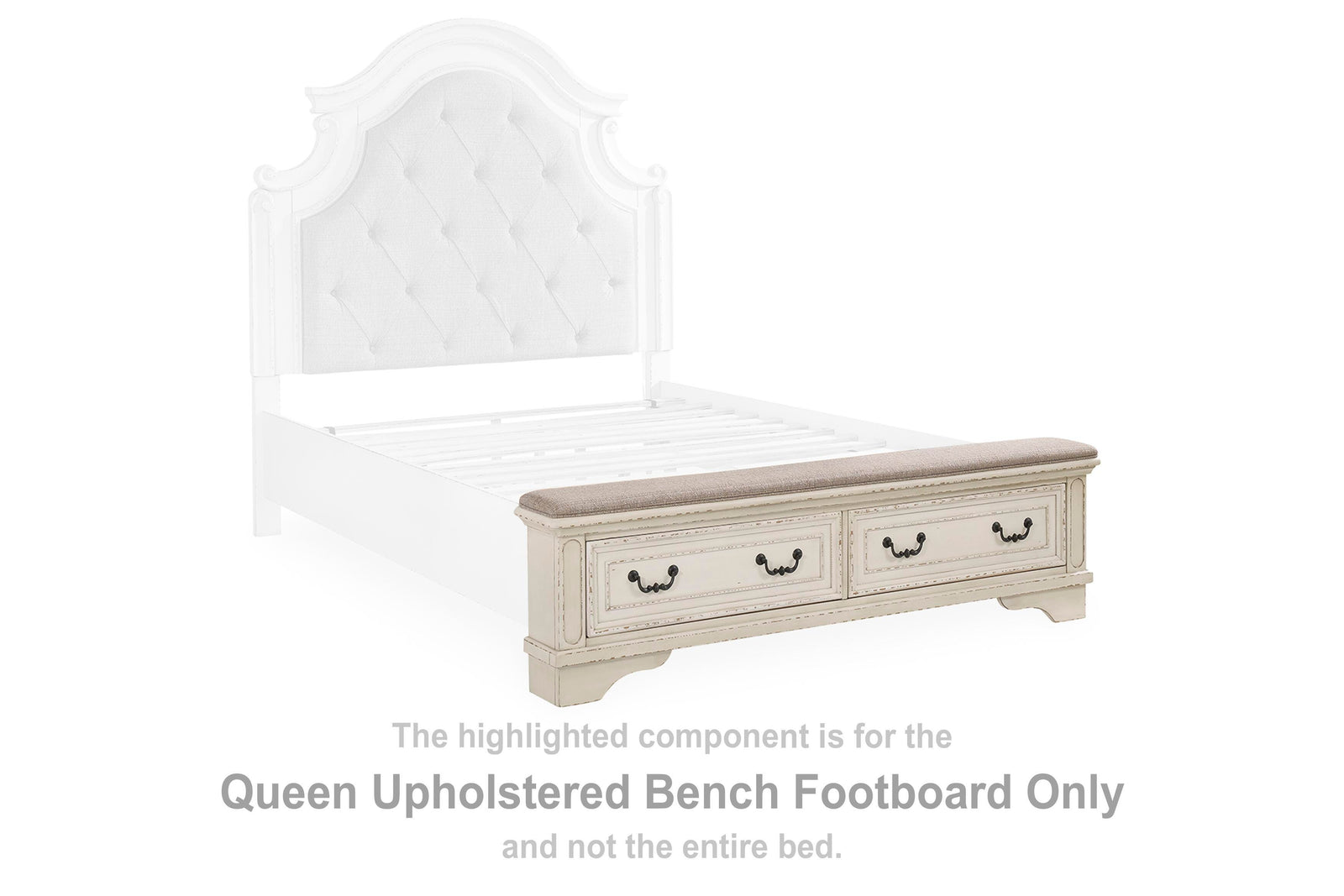 Realyn Upholstered Bench Footboard - Chipped White  (B743-SI)