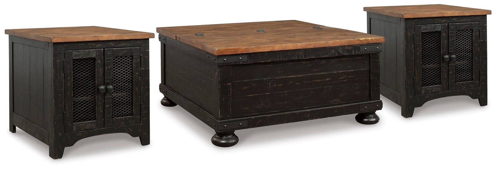 Valebeck Coffee Table and 2 End Tables - Black/Brown  (T468-SI) - Image 2
