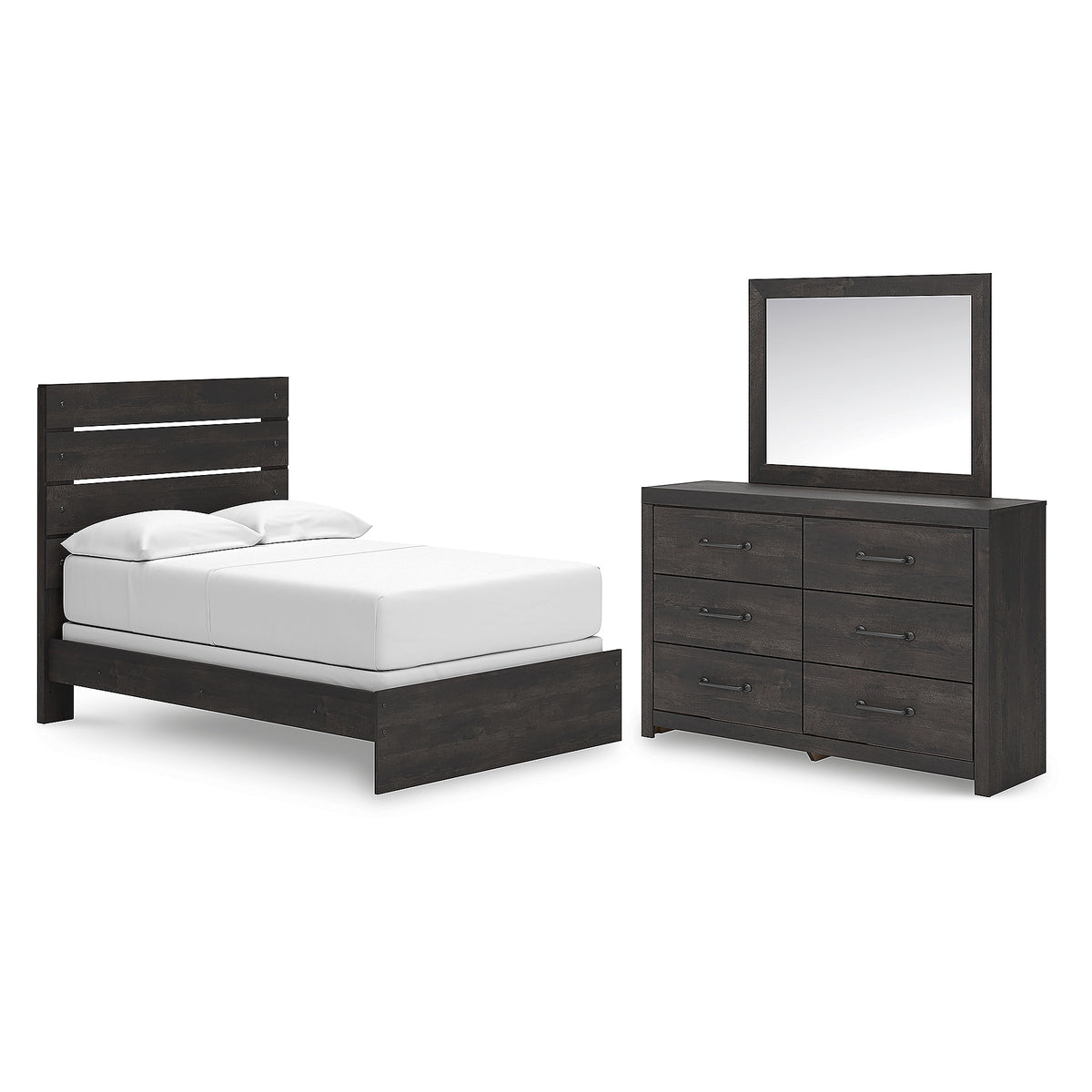 Hollivern Full Panel Bed, Dresser and Mirror (PCB2108-SI)