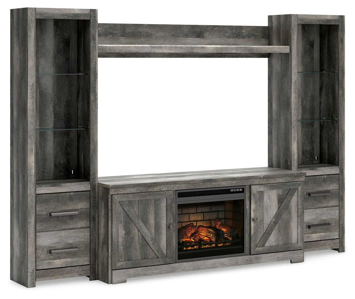 Wynnlow 4-Piece Entertainment Center with Electric Fireplace (W440-SI)