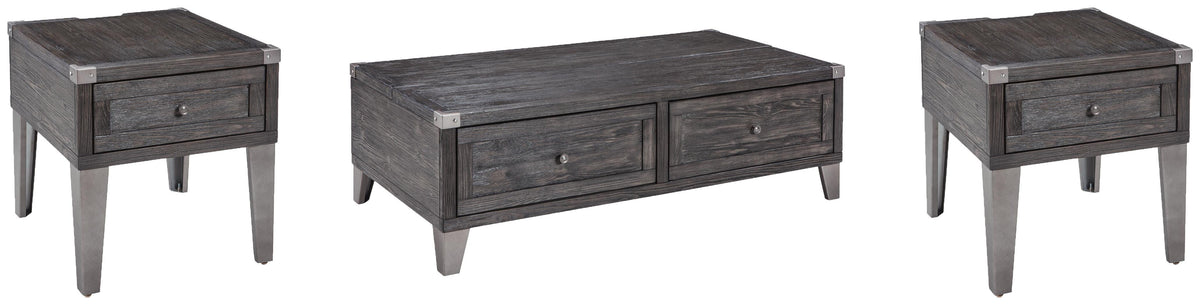 Todoe Coffee Table and 2 End Tables - Dark Gray  (T901-SI)