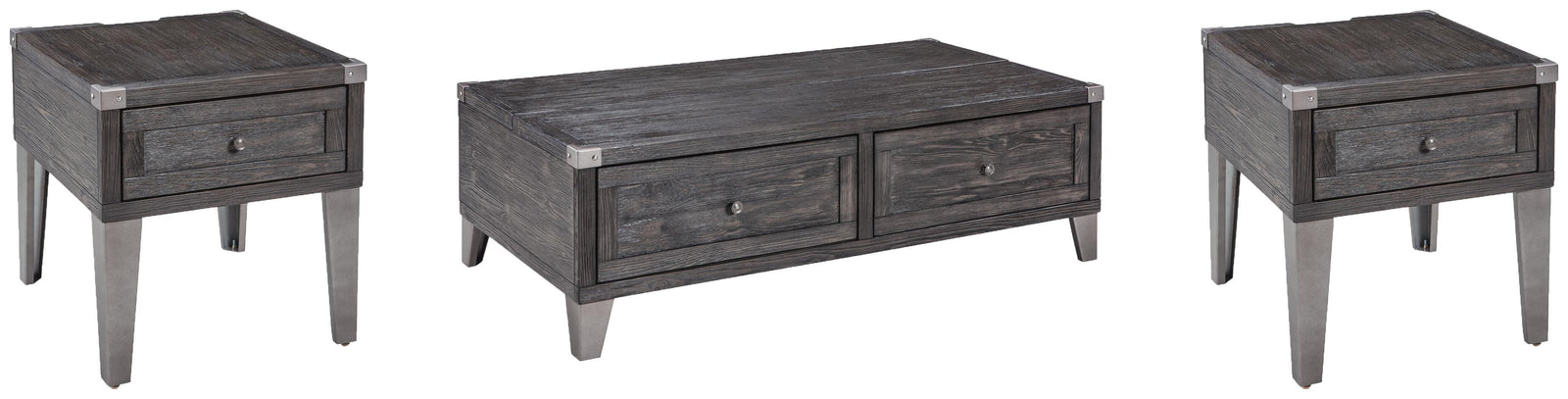 Todoe Coffee Table and 2 End Tables - Dark Gray  (T901-SI)