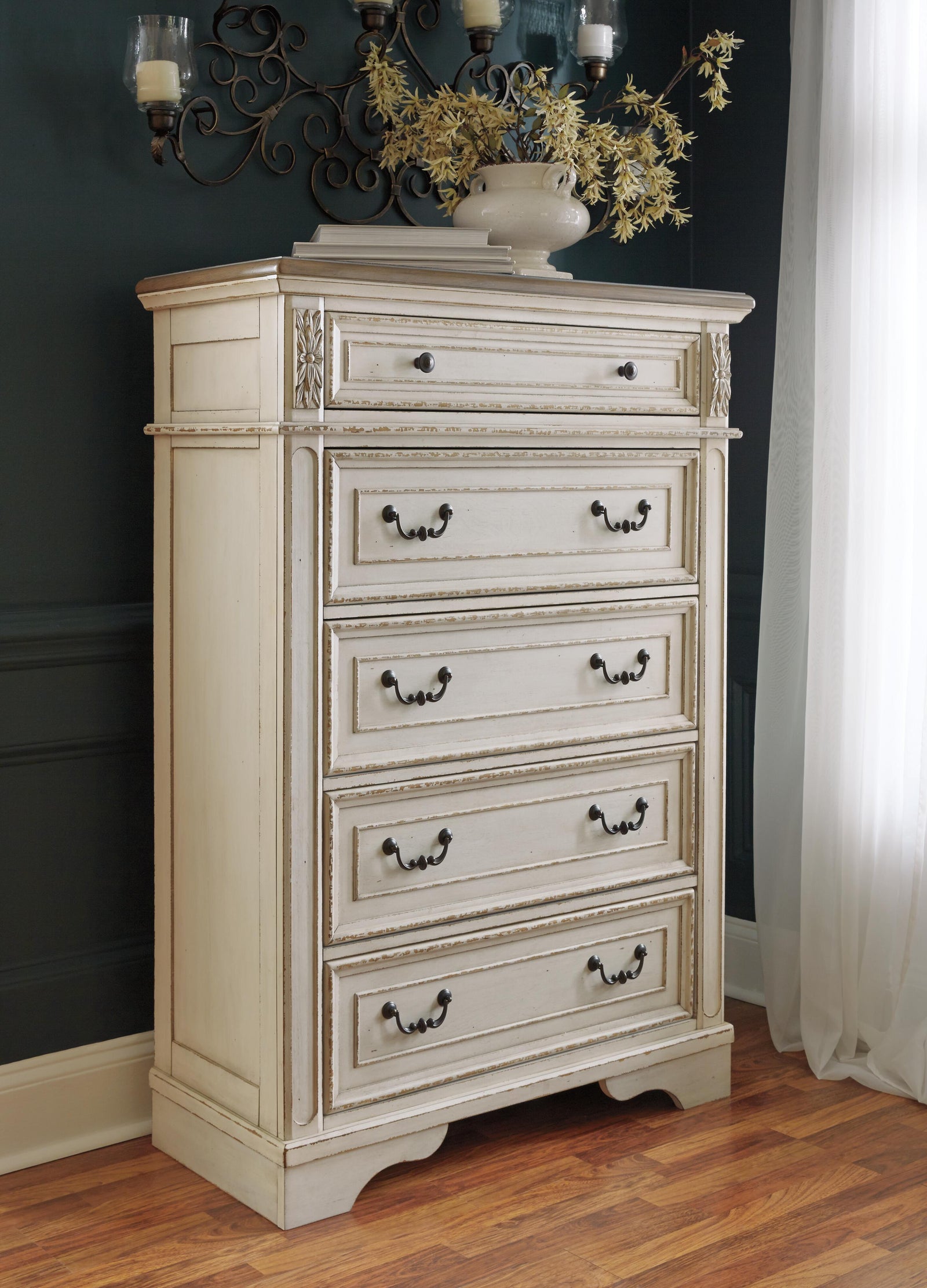 Realyn Panel Bed, Dresser, Mirror, Chest and Nightstand (B743-SI) - Image 11