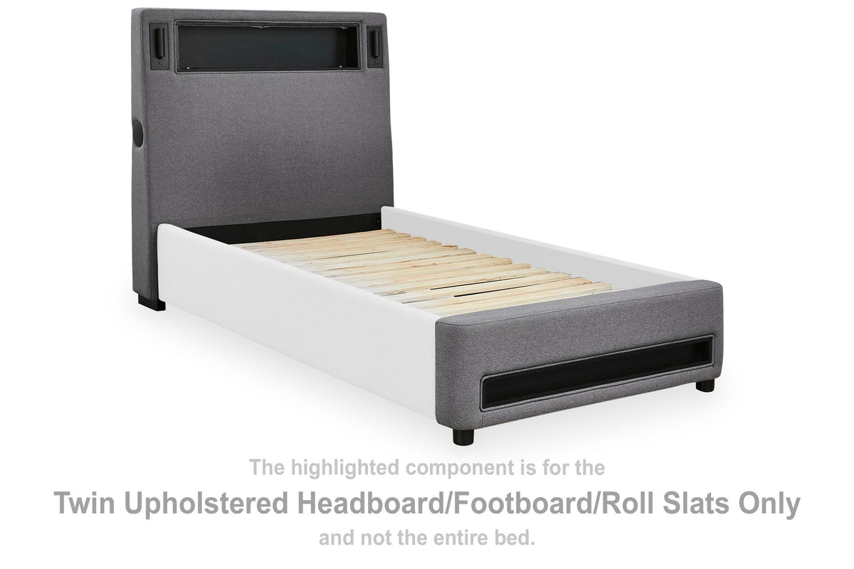 Finigale King/California King Upholstered Headboard/Footboard/Roll Slats (PCB2721-SI)
