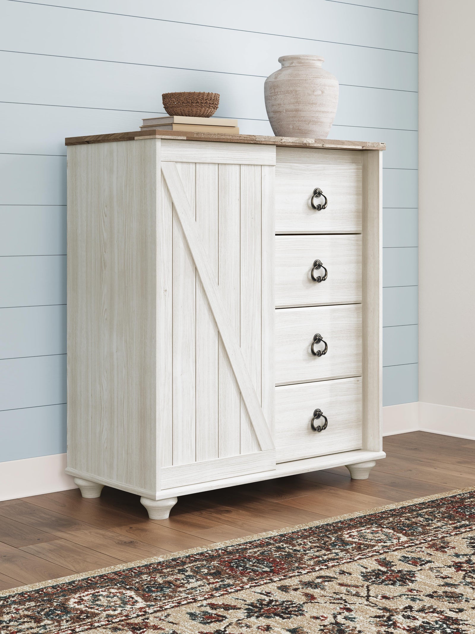 Willowton Sleigh Bed, Dresser and Chest - Whitewash  (B267-SI) - Image 8