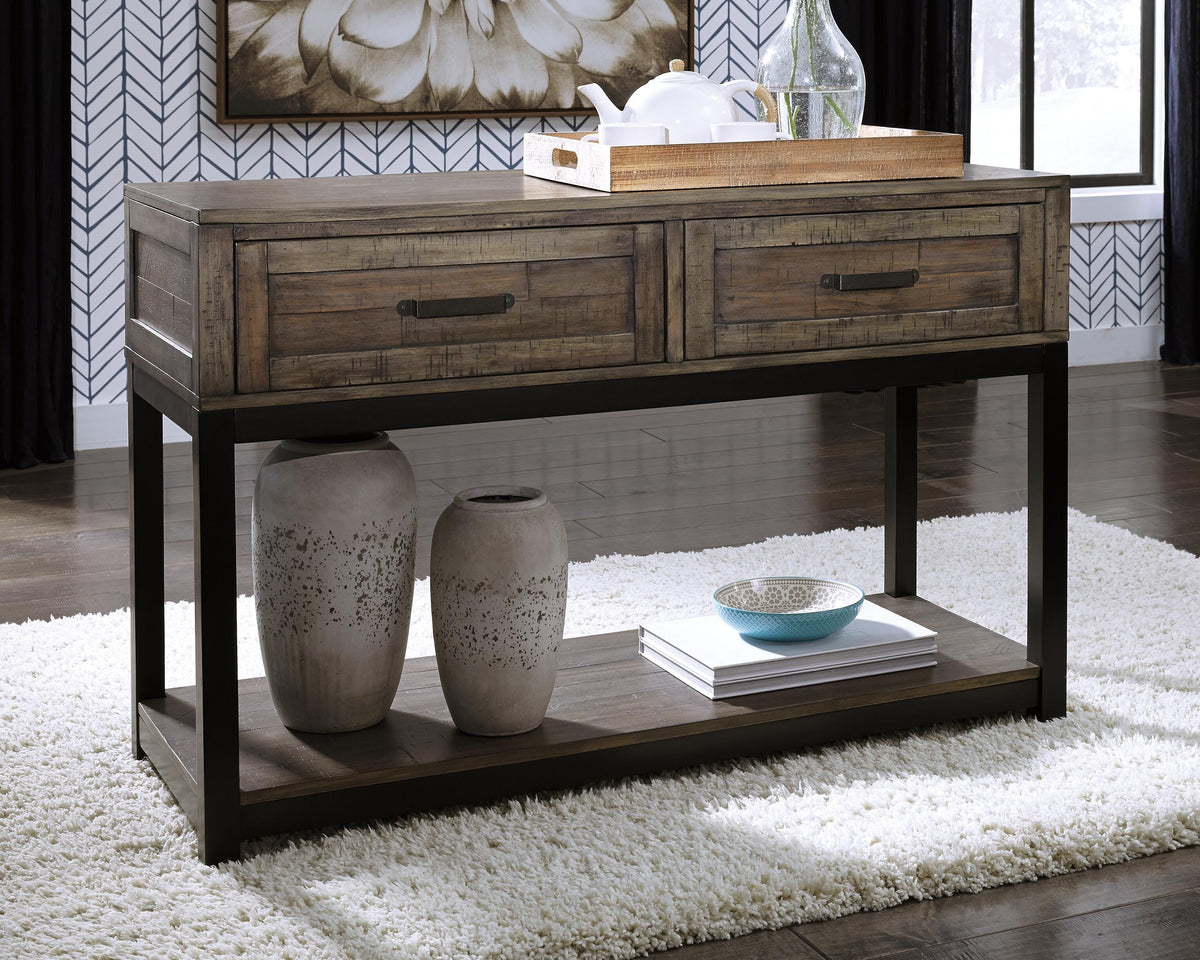 Johurst Sofa/Console Table - Grayish Brown  (T444-SI) - Image 2