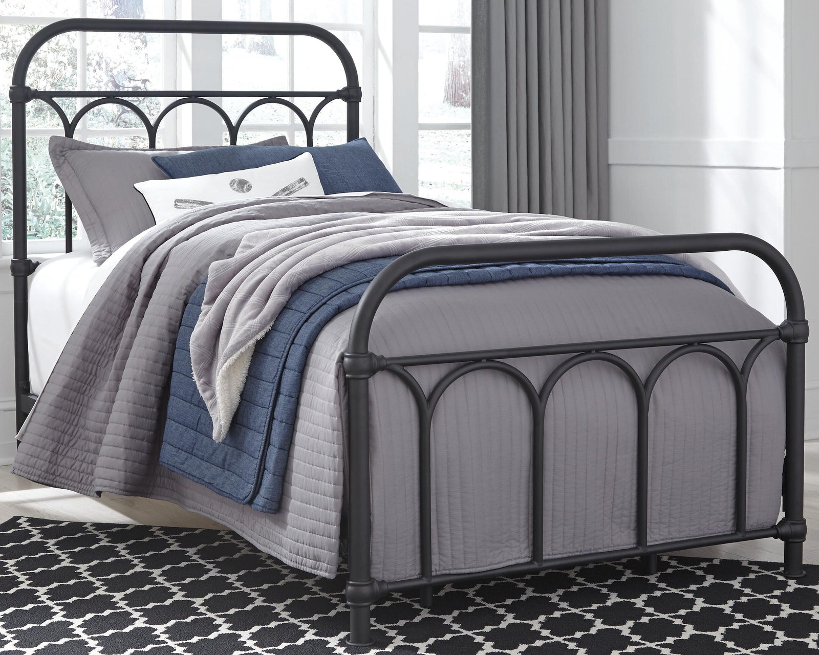 Nashburg Metal Bed (Youth) - Black  (B280-SI) - Image 2
