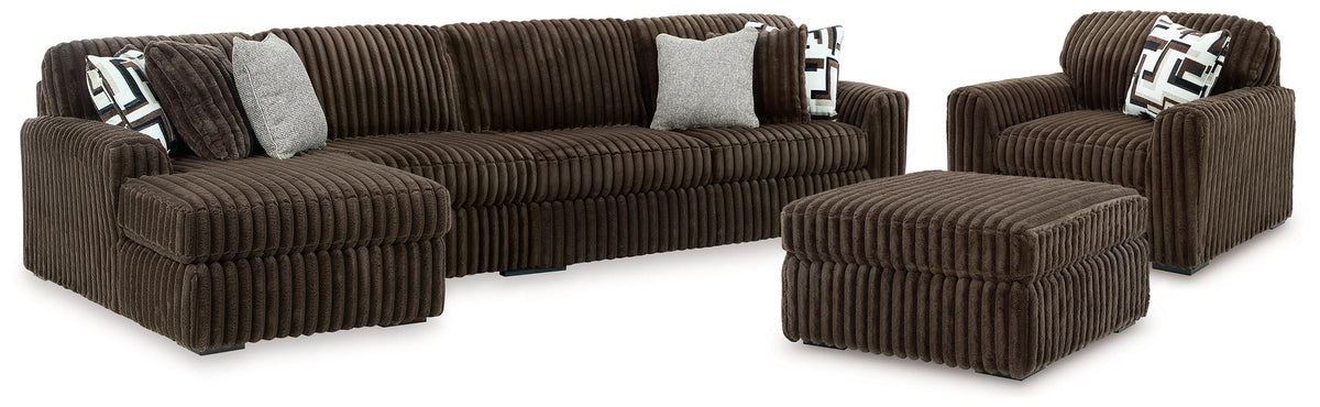 Midnight-Madness 3-Piece Sectional, Oversized Chair and Ottoman (98104-SI)