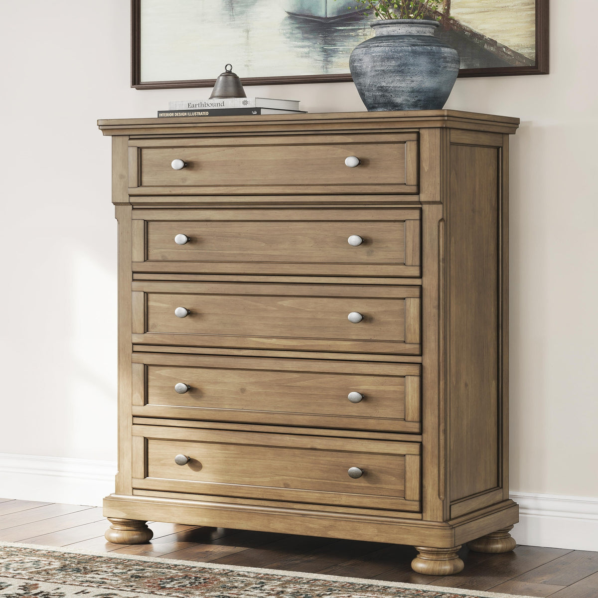 Feddinger Queen Panel Bed, Dresser, Mirror, Chest and 2 Nightstands (PCB779-SI) - Image 31