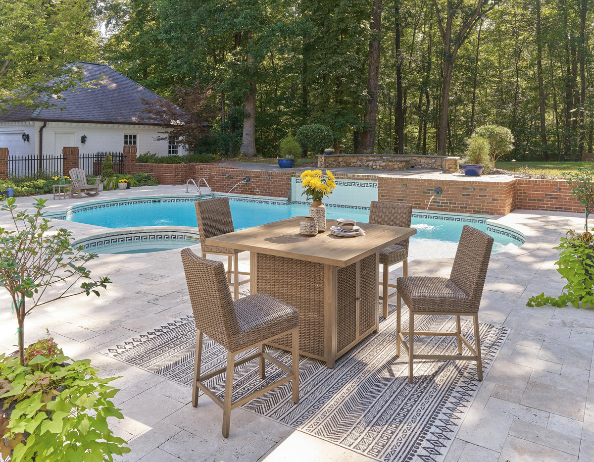 Walton Bridge Outdoor Bar Table and 4 Barstools (P749-SI) - Image 12