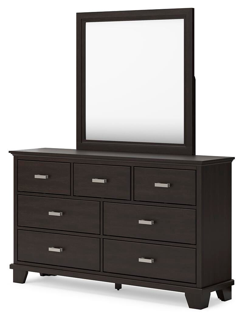 Covetown Panel Bed, Dresser, Mirror, Chest and Nightstand - Dark Brown  (B441-SI) - Image 6