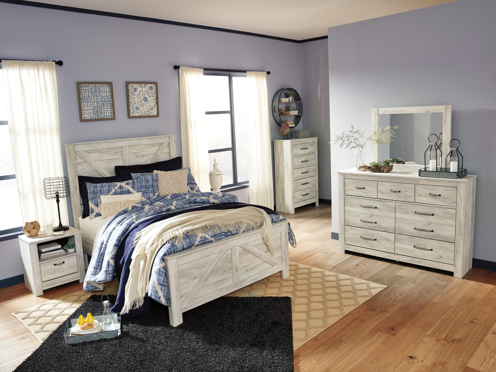 Bellaby Crossbuck Panel Bed - Whitewash  (B331-SI) - Image 3