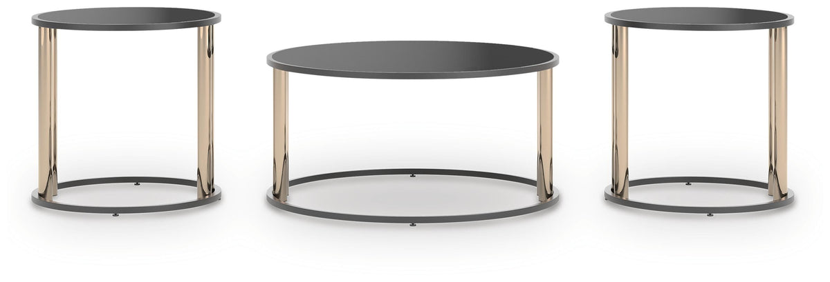 Hannerly Table (Set of 3) - Black/Gold Finish  (T219-SI) - Image 2