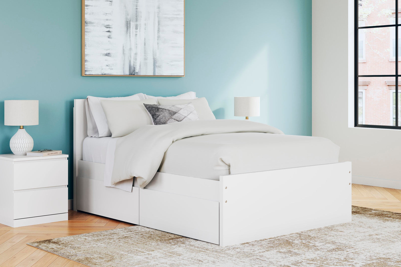Onita Panel Platform Bed with 2 Side Storage (Youth) - White  (EB9630-SI) - Image 9