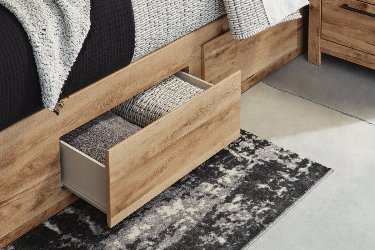 Hyanna Panel Storage Bed with 2 Under Bed Storage Drawers - Tan Brown  (B1050-SI) - Image 6