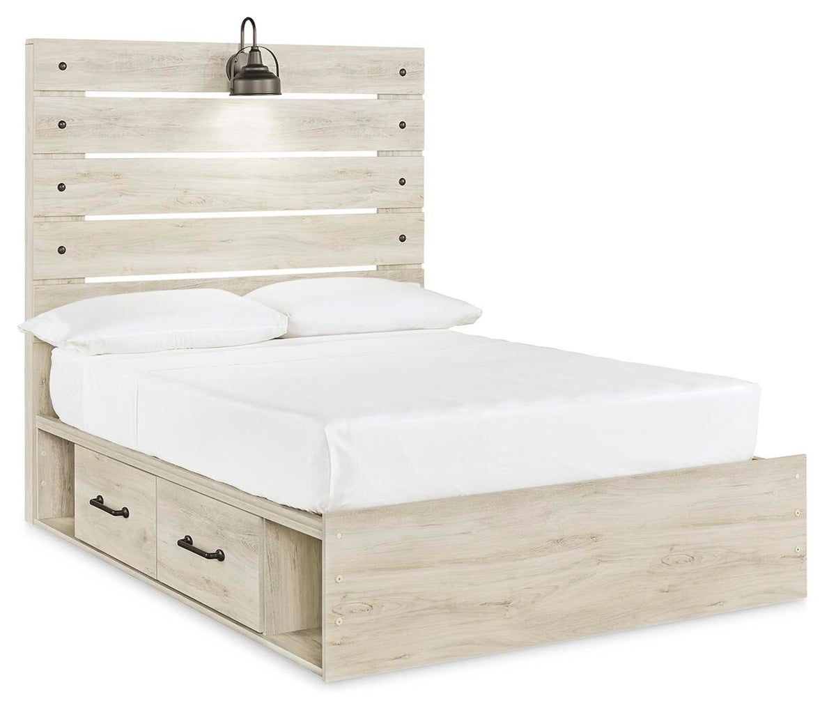 Cambeck Panel Bed with 2 Storage Drawers (Youth) - Whitewash  (B192-SI)