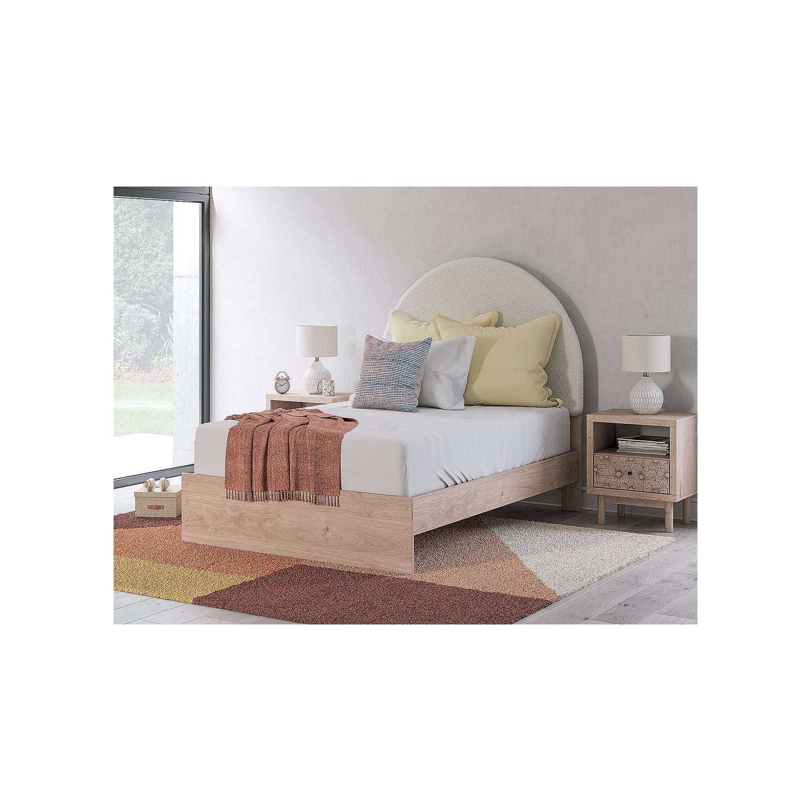 Arloster Full Upholstered Panel Bed, Dresser and Mirror (PCB1566-SI) - Image 18