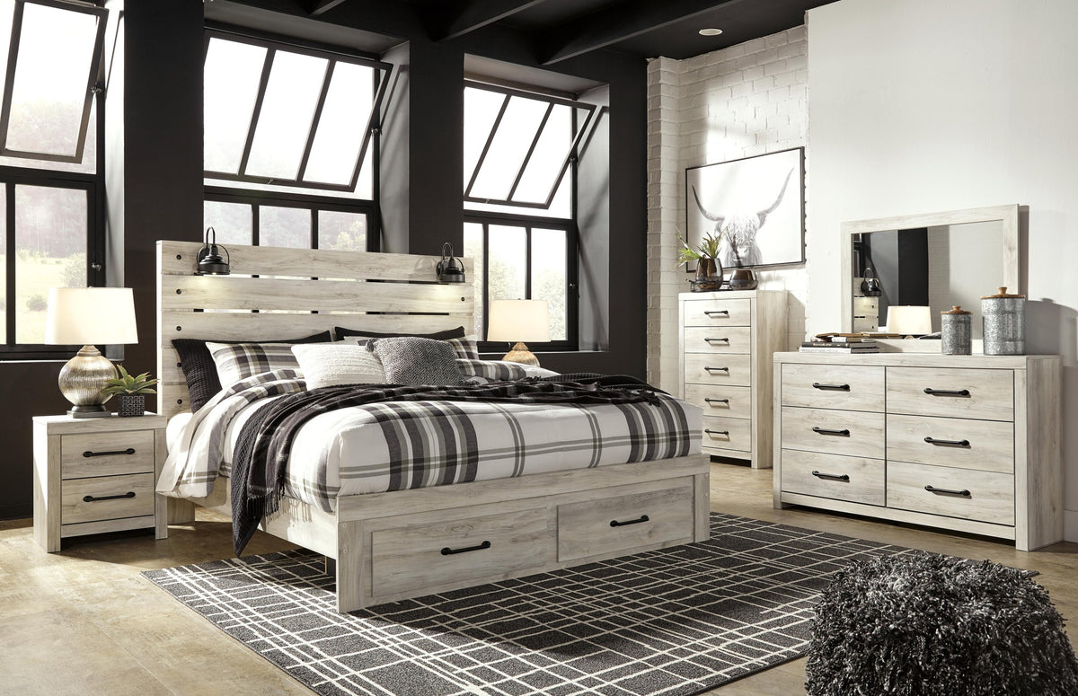 Cambeck Panel Bed with 2 Storage Drawers - Whitewash  (B192-SI) - Image 6