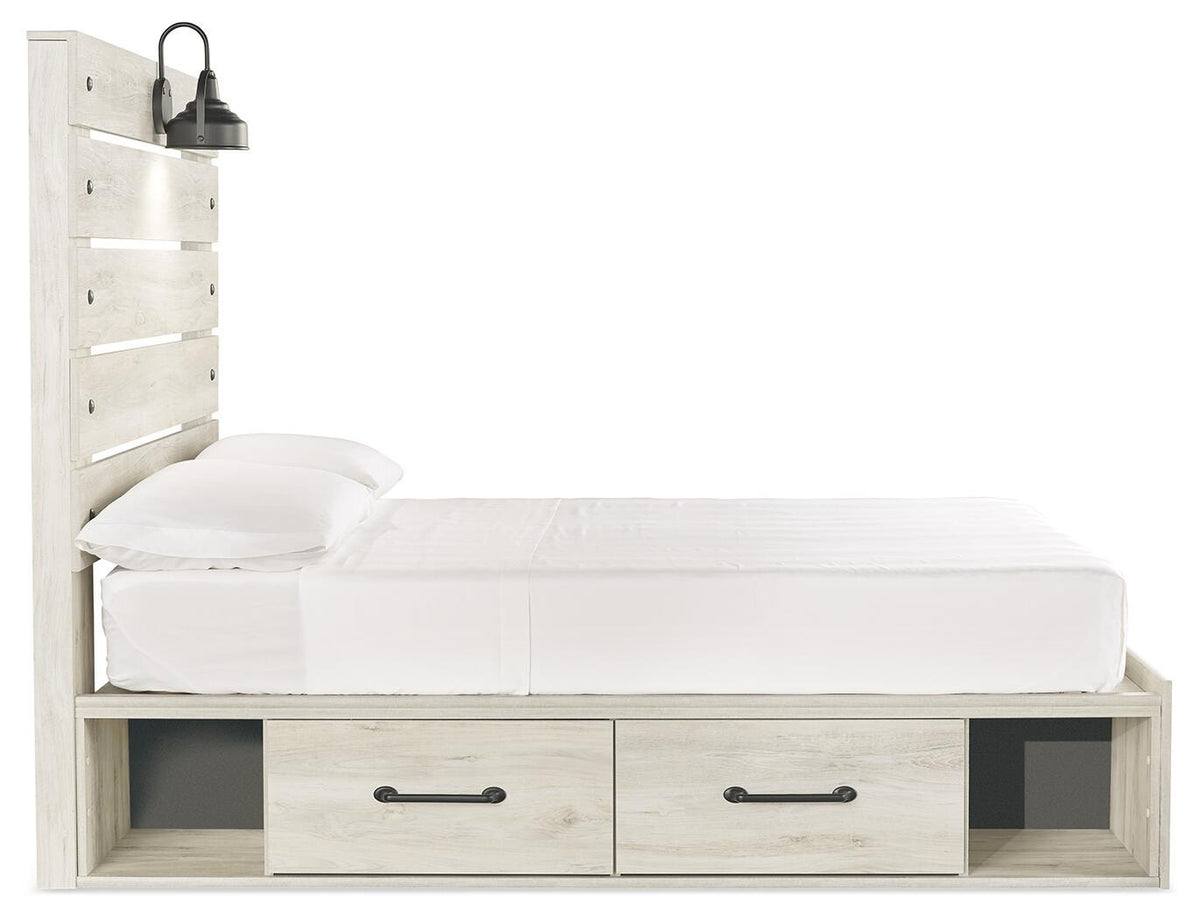 Cambeck Panel Bed with 4 Storage Drawers (Youth) - Whitewash  (B192-SI) - Image 4