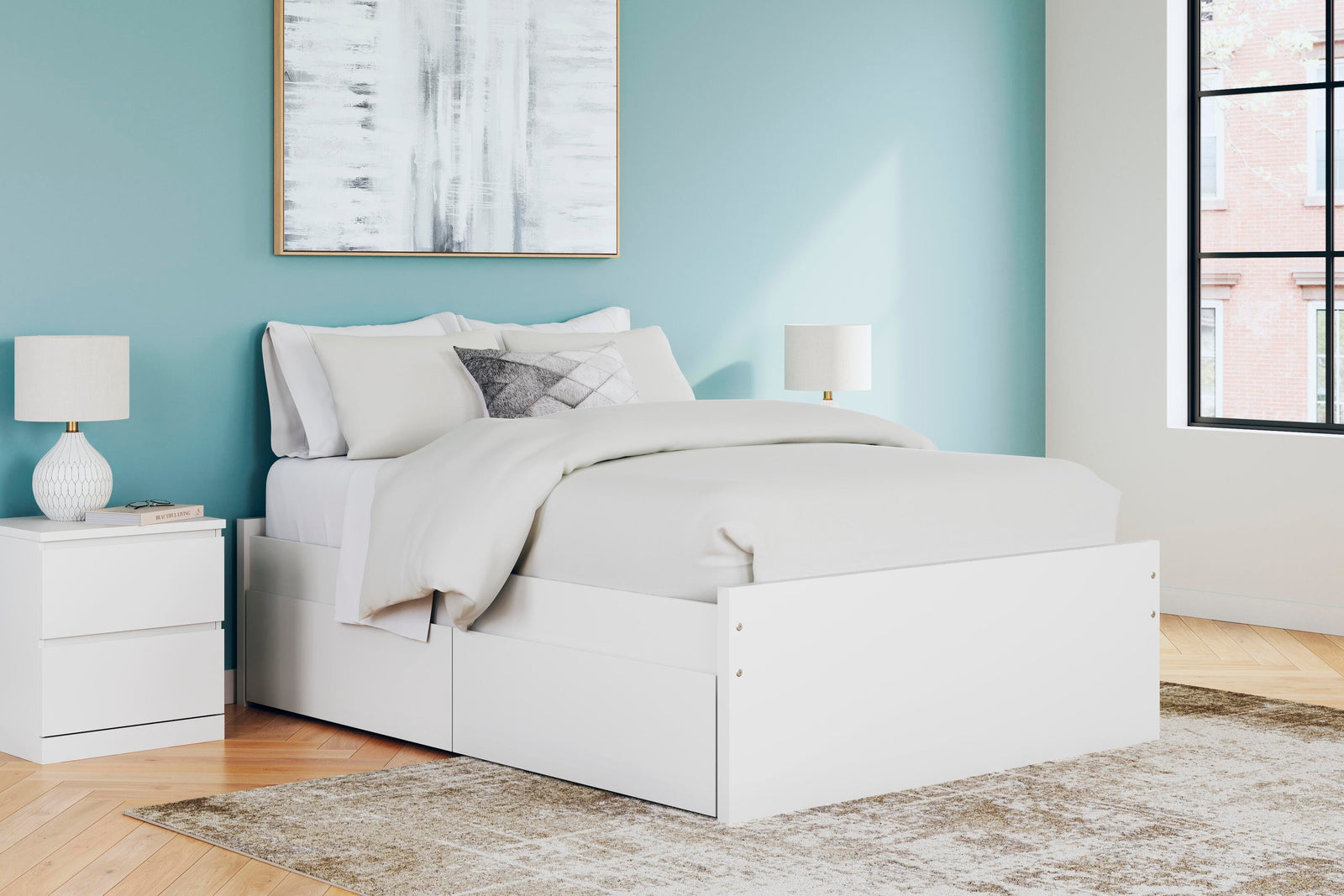 Onita Platform Bed with 2 Side Storage (Youth) - White  (EB9630-SI) - Image 9