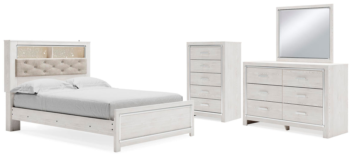 Altyra Bookcase Panel Bed, Dresser, Mirror and Chest - White  (B2640-SI)
