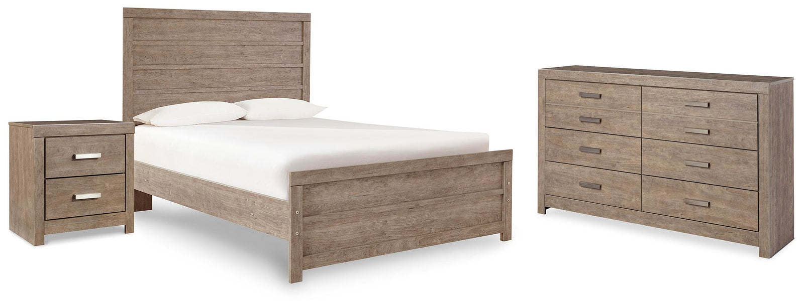 Culverbach Panel Bed, Dresser and Nightstand - Gray  (B070-SI)