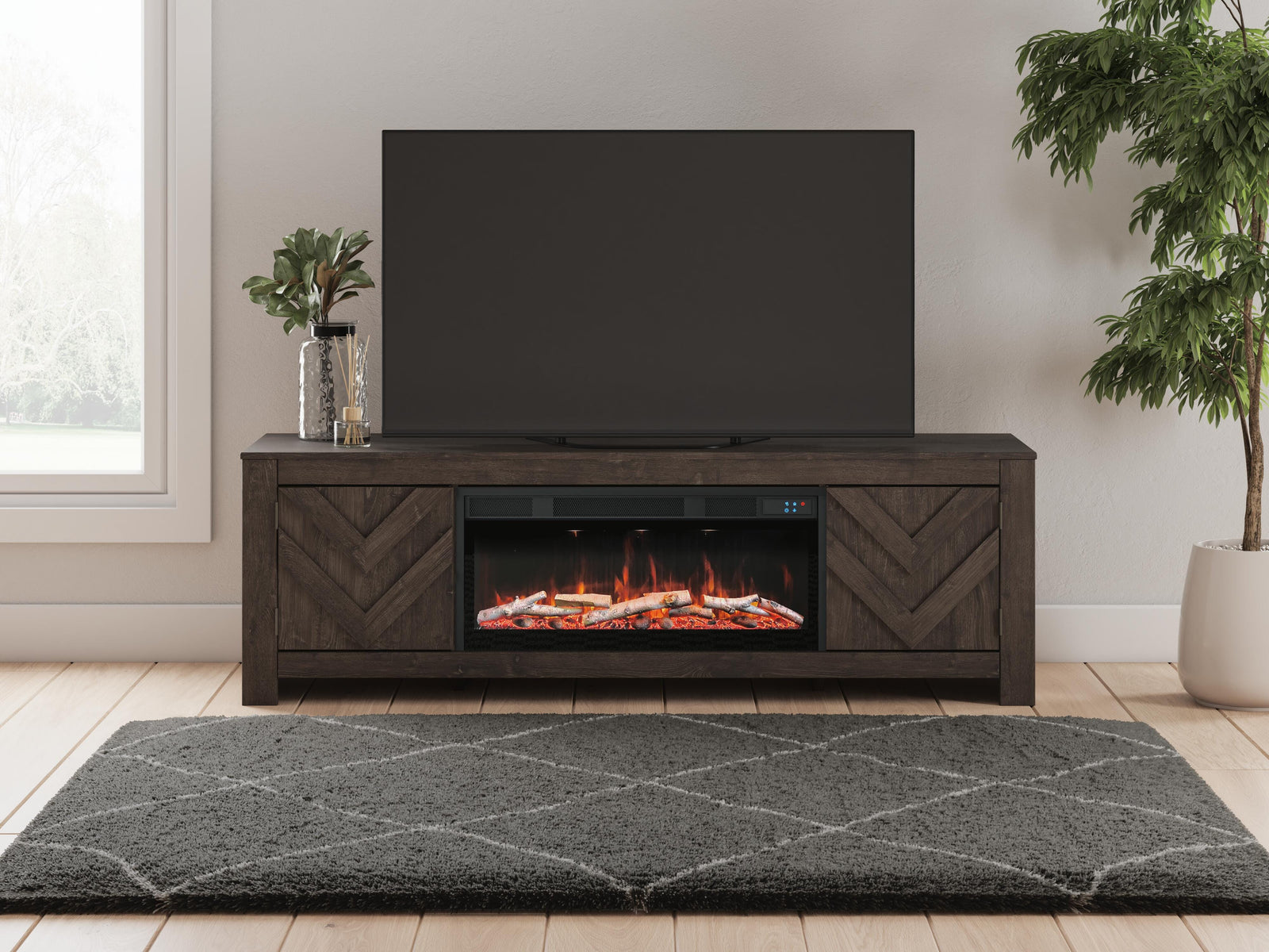 Cayboni 71 TV Stand with Electric Fireplace (W3789-SI) - Image 7