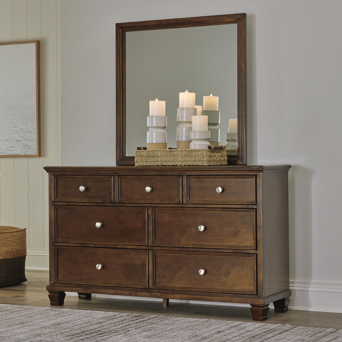 Danabrin Panel Bed, Dresser and Mirror - Brown  (B685-SI) - Image 12