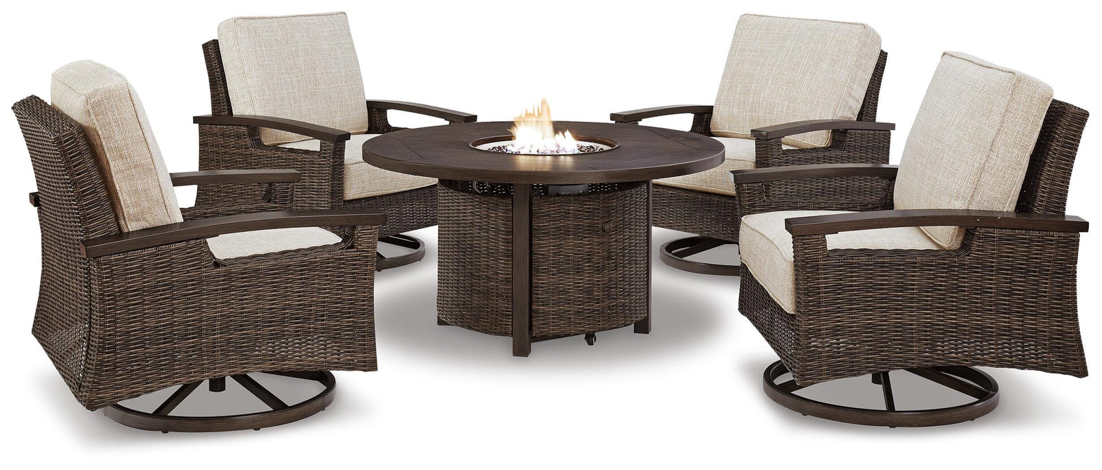 Paradise Trail Outdoor Fire Pit Table with 4 Lounge Chairs (P750-SI)