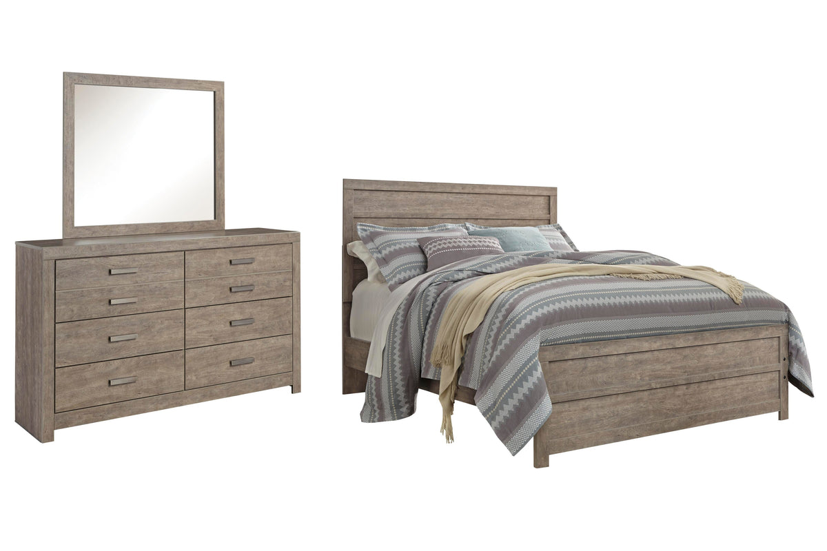 Culverbach Panel Bed, Dresser and Mirror - Gray  (B070-SI)