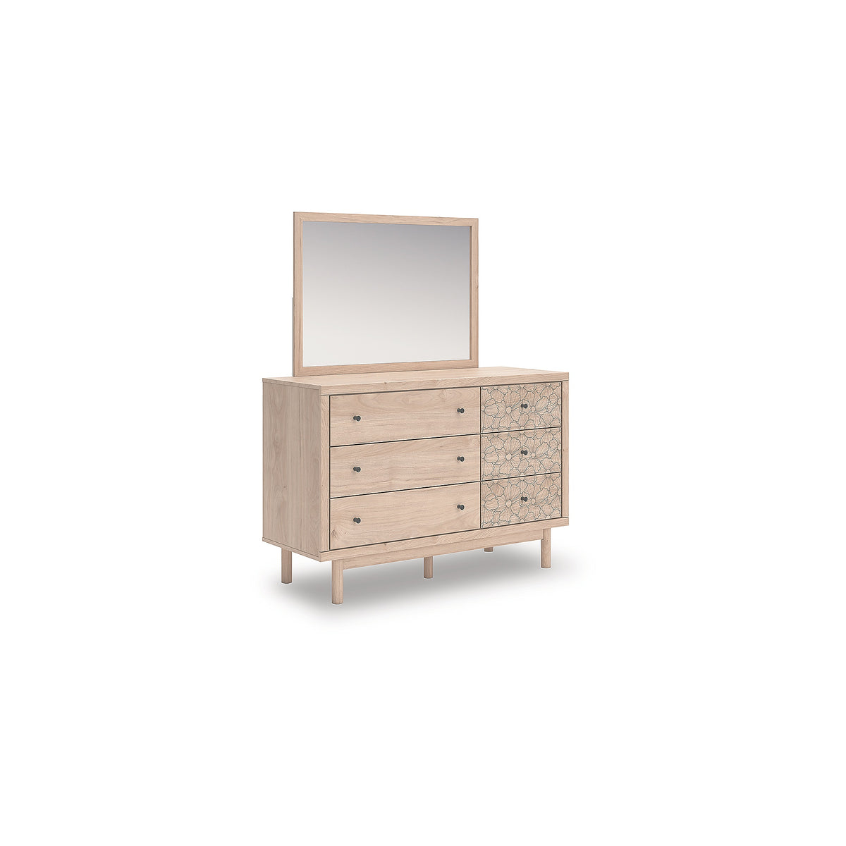 Arloster Twin Upholstered Panel Bed, Dresser and Mirror (PCB1566-SI) - Image 3