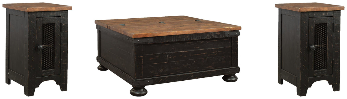 Valebeck Coffee Table and 2 Chairside End Tables - Black/Brown  (T468-SI) - Image 2